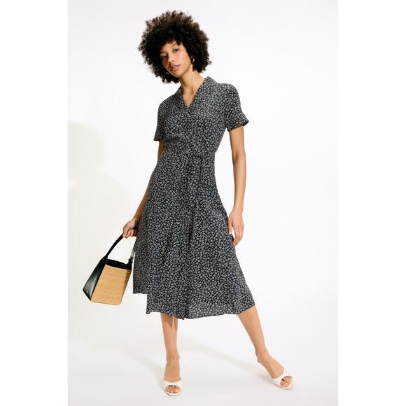Club Monaco Open Neck Silk Shirt Dress - Picture 1 of 5